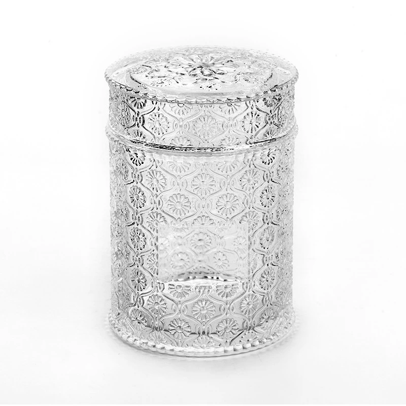 Custom logo 741ml glass candle holder with lid for home decor