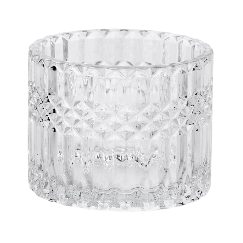504ml diamond pattern glass candle jars candle vessels para sa paggawa ng kandila