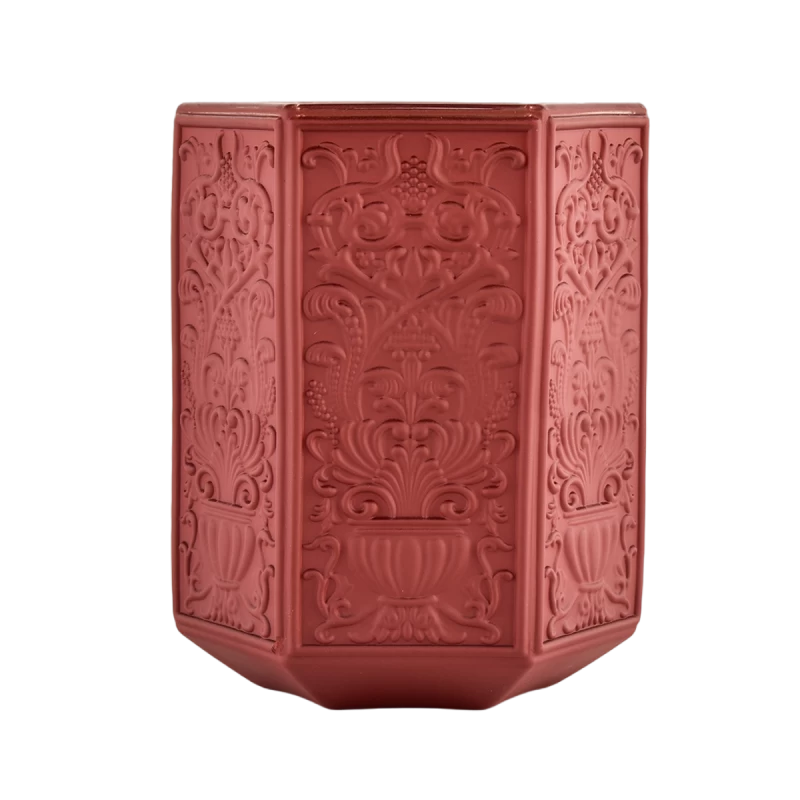 Pot de bougie en verre de style européen rouge plaqué or baroque de luxe personnalisé