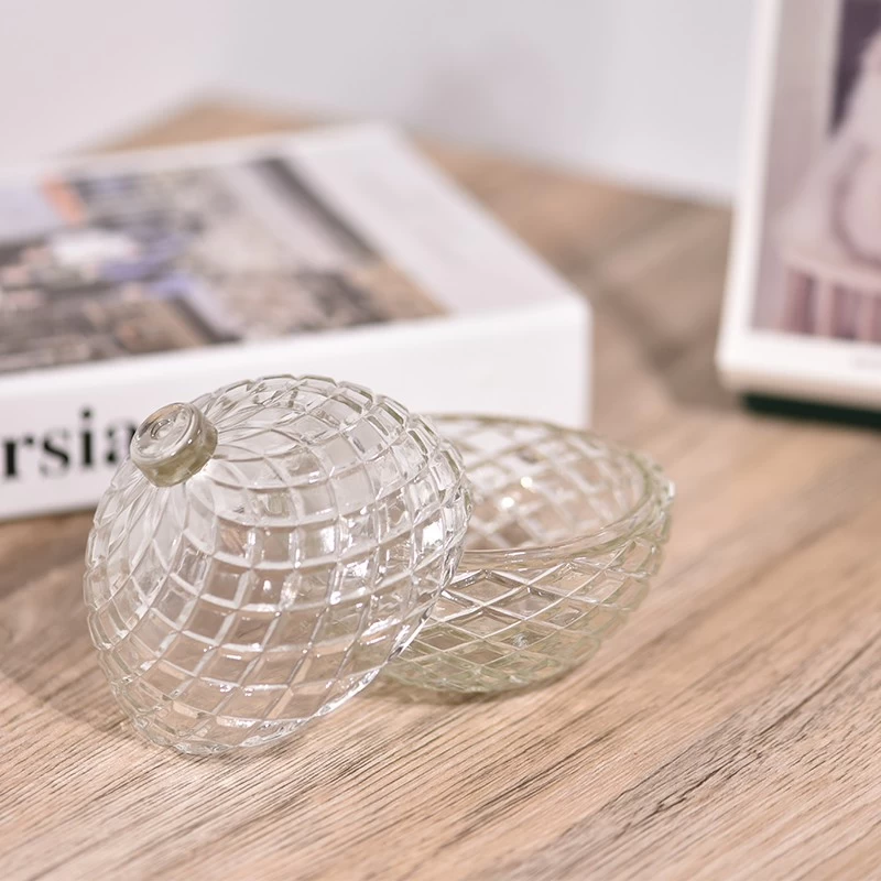 Ball shape glass candle jars mesh pattern