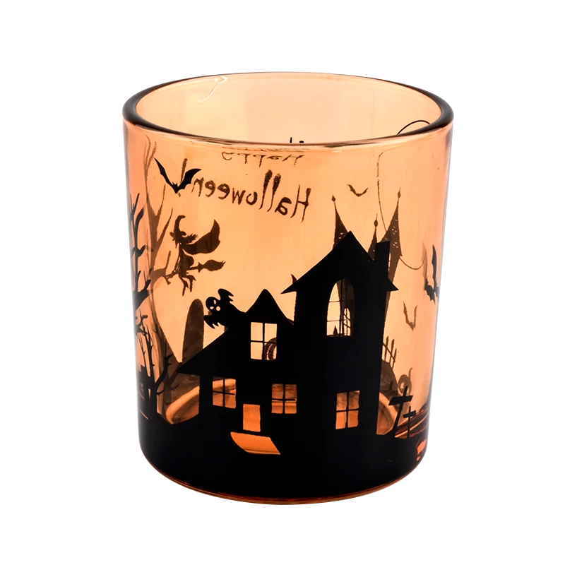 Maßgeschneidertes nordisches mehrfarbiges Kerzenglas aus Glas für die Halloween-Heimdekoration