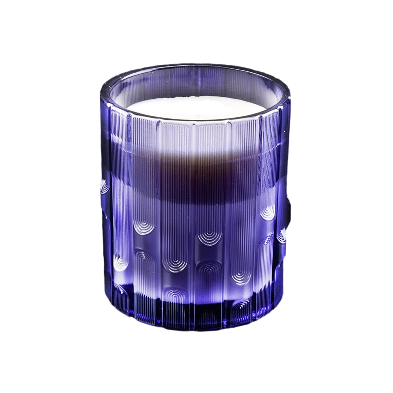 Wholesale supplier modernong disenyo ng walang laman na purple syllable jar glass candle jar