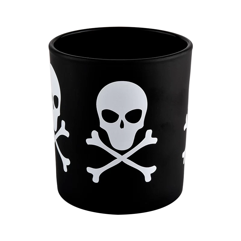 Wholesale popular custom handmade black Halloween graffiti glass candle jars