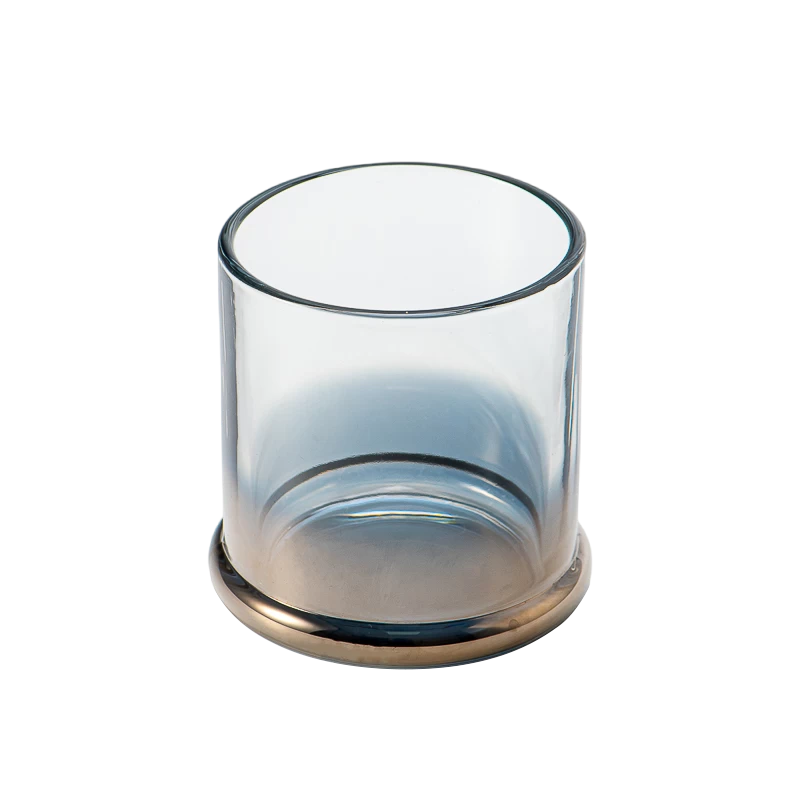 Wholesale electroplated blue gradient glass candle jars candle containers