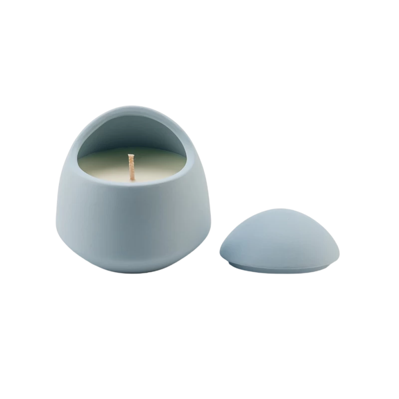 Famiglia nordica all'ingrosso semplici vasetti di candele in ceramica aromaterapia con coperchi