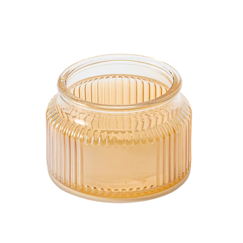 Luxury Vertical Stripe Design Glass Vessel Gradient Color Scented Soy Candle Glass Jar Suitable for Home Decoration
