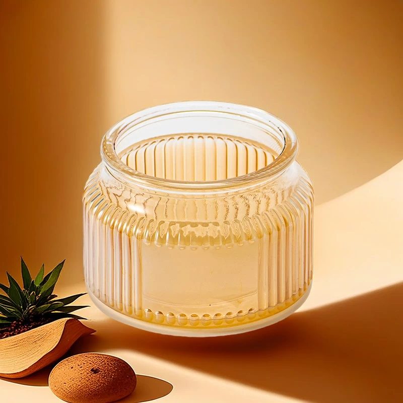 Luxury Vertical Stripe Design Glass Vessel Gradient Color Scented Soy Candle Glass Jar Suitable for Home Decoration