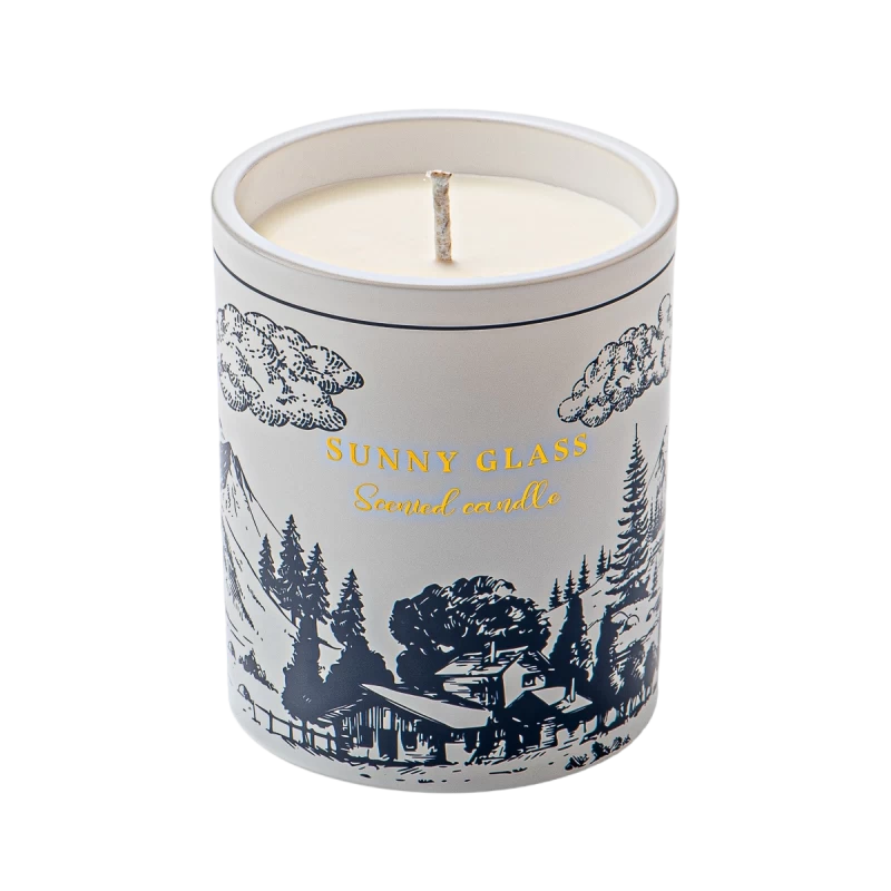 Wholesale mountain and wild poetic pattern decal paper ceramic candle jar