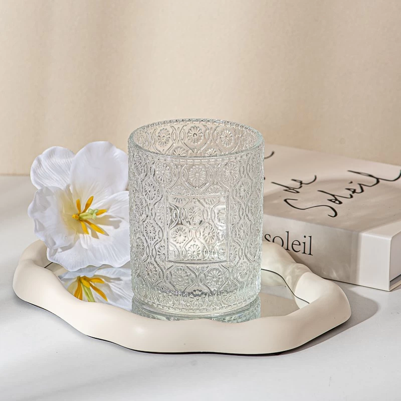 Textured glass candle containers
