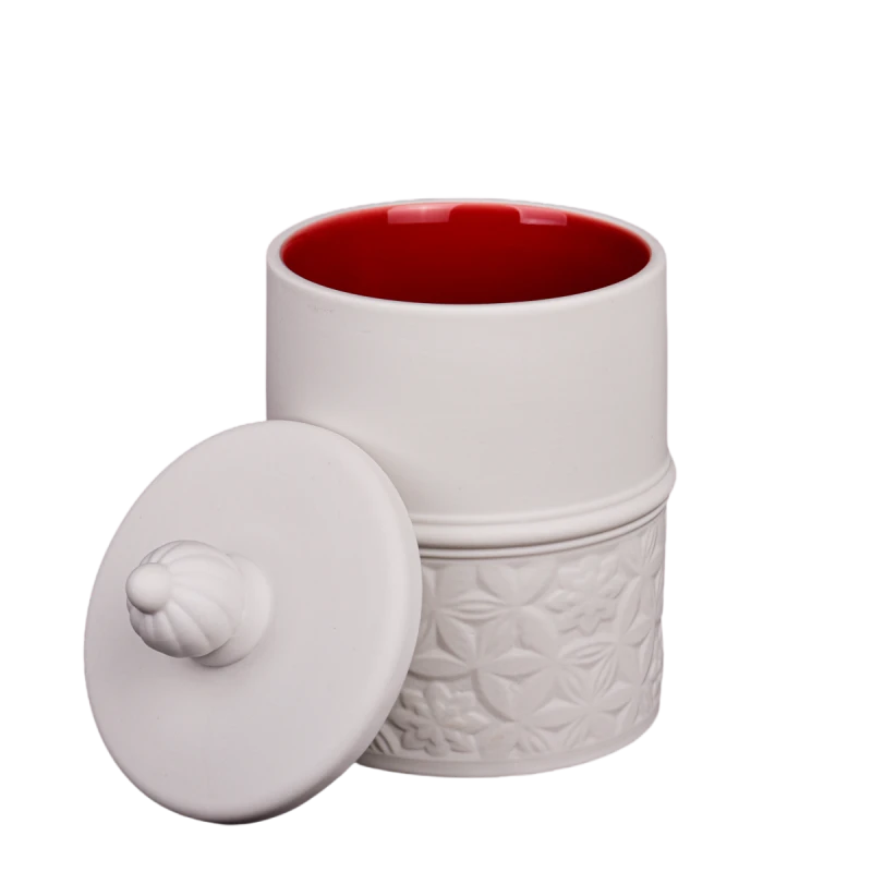 الجملة مزيج اللون الأحمر والأسود الجرار شمعة السيراميك المعطرة مع الأغطية