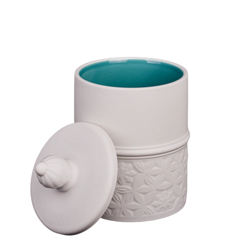 الجملة الجرار شمعة السيراميك منحوتة ثلاثية الأبعاد مع أغطية لحاويات الديكور المنزلي