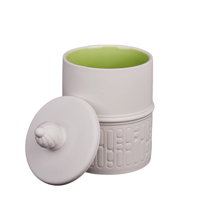 الجملة الجرار شمعة السيراميك بسيطة وأنيقة مع الأغطية