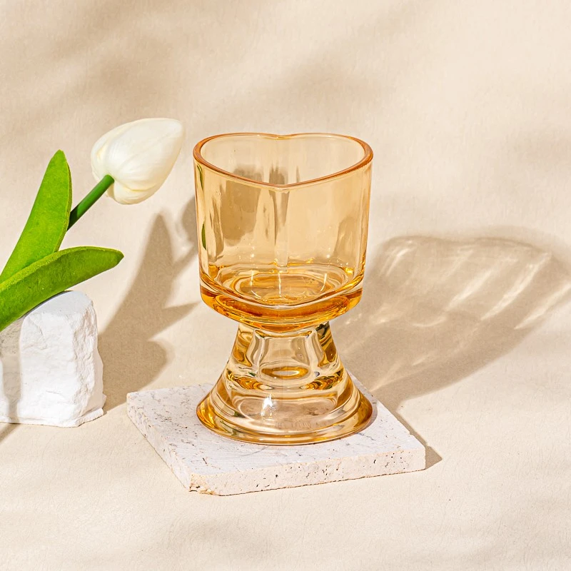 China Luxury custom-made amber glass dual-purpose glass candle holder manufacturer