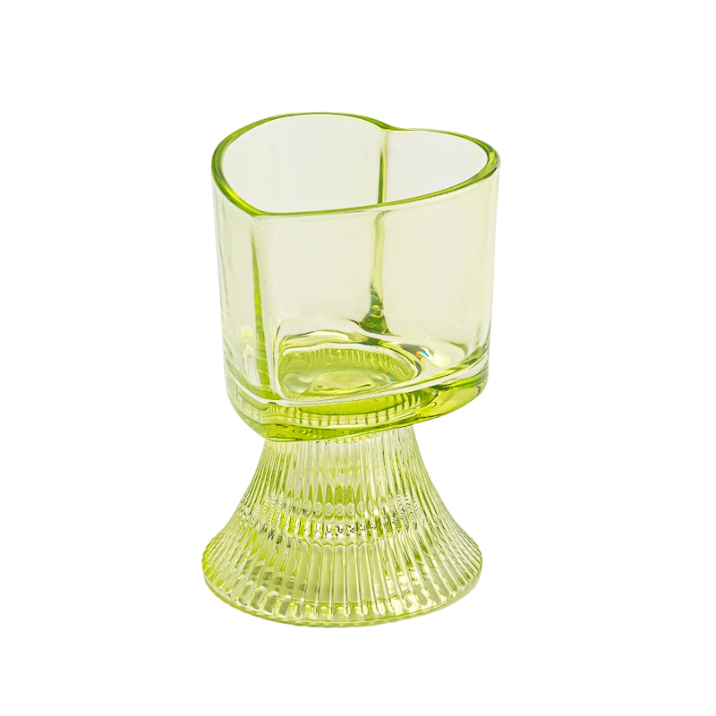 Wholesale light green glass heart-shaped dual-purpose glass candle jar