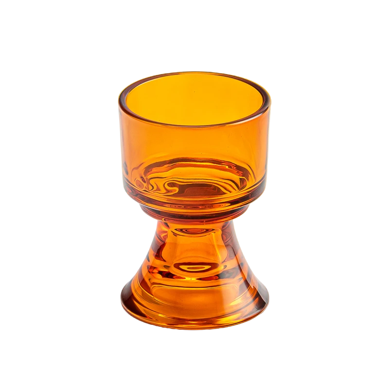 Wholesale amber glass candle holder for tabletop decoration
