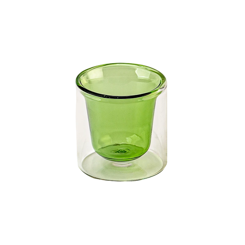 Wholesale vintage green double-layer glass candle jars