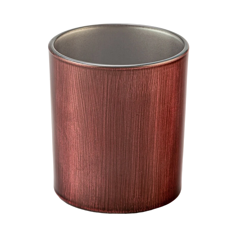Wholesale custom-made vintage red-brown brushed glass candle jars