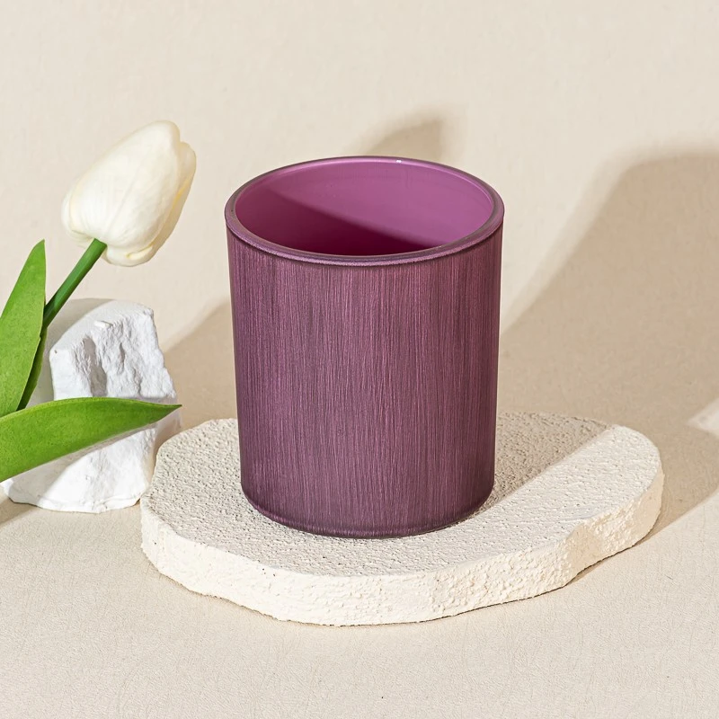 Wholesale Custom matte purple red straight glass candle jars