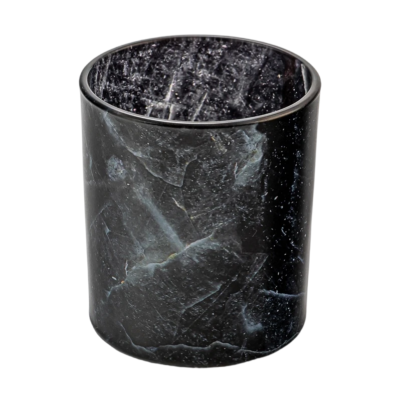 Light luxury marble-textured glass candle jar