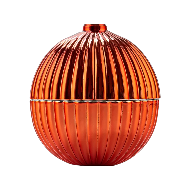 4-ounce spherical Christmas red glass candle jar with lid wholesale