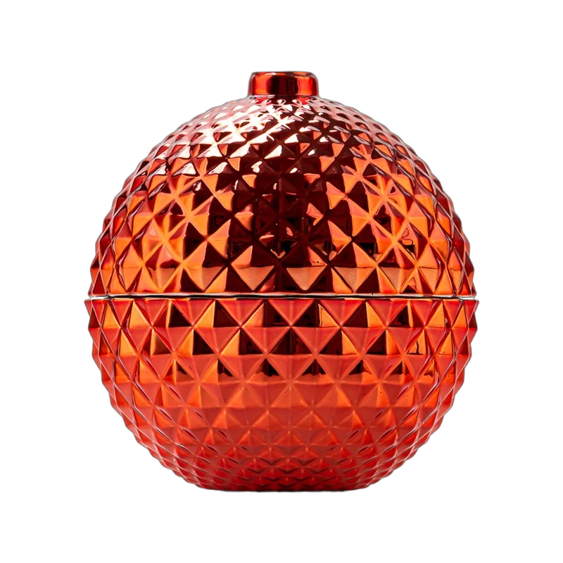 Wholesale Christmas Limited Edition Spherical Glass Candle Jar with Lid