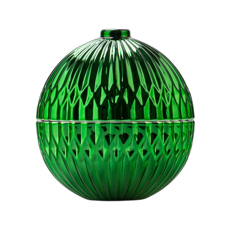 Wholesale spherical faceted glass candle jars with lids