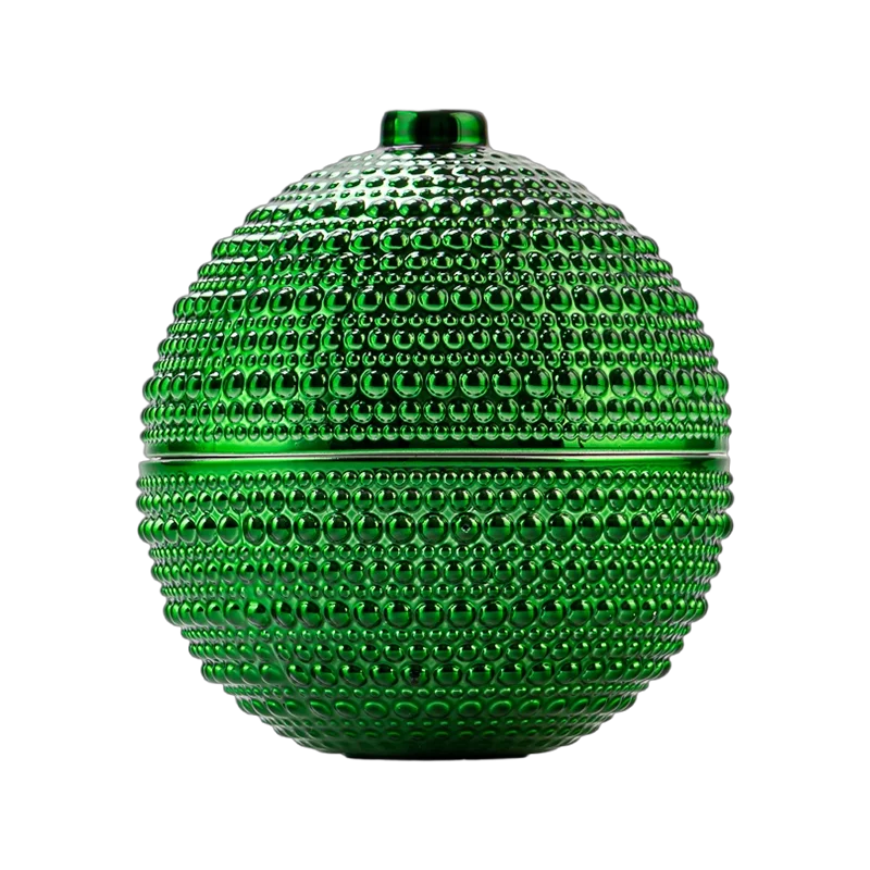 Christmas spherical glass wax candle jar with lid candle container
