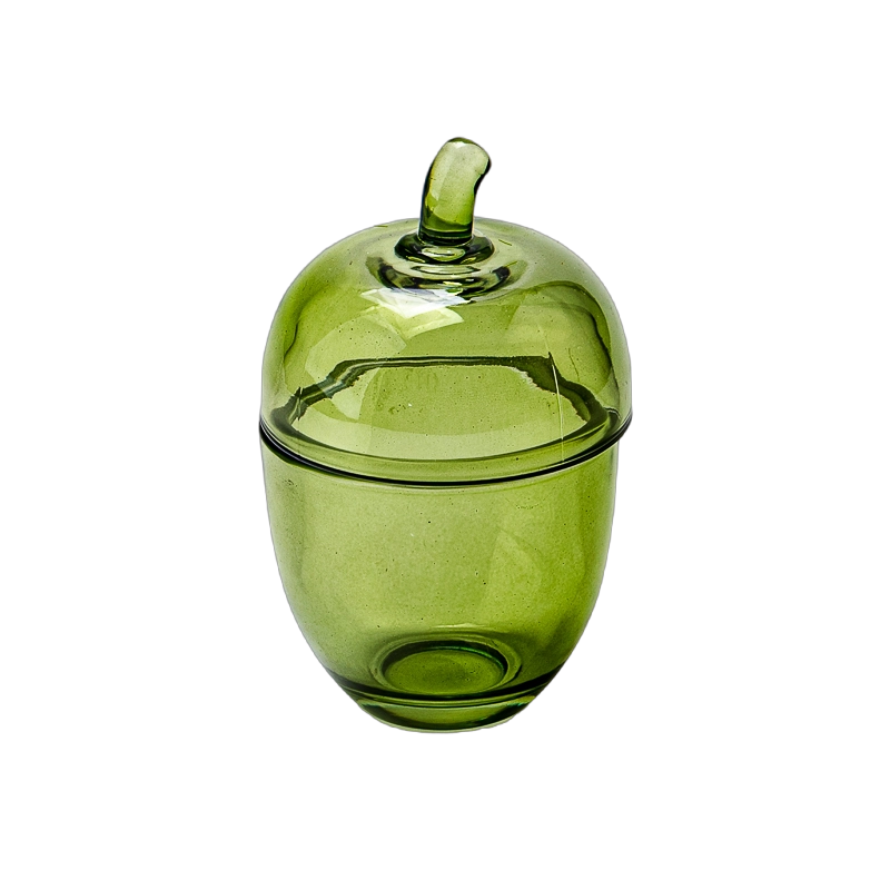 Wholesale hand-blown apple-shaped glass candle jars with lids