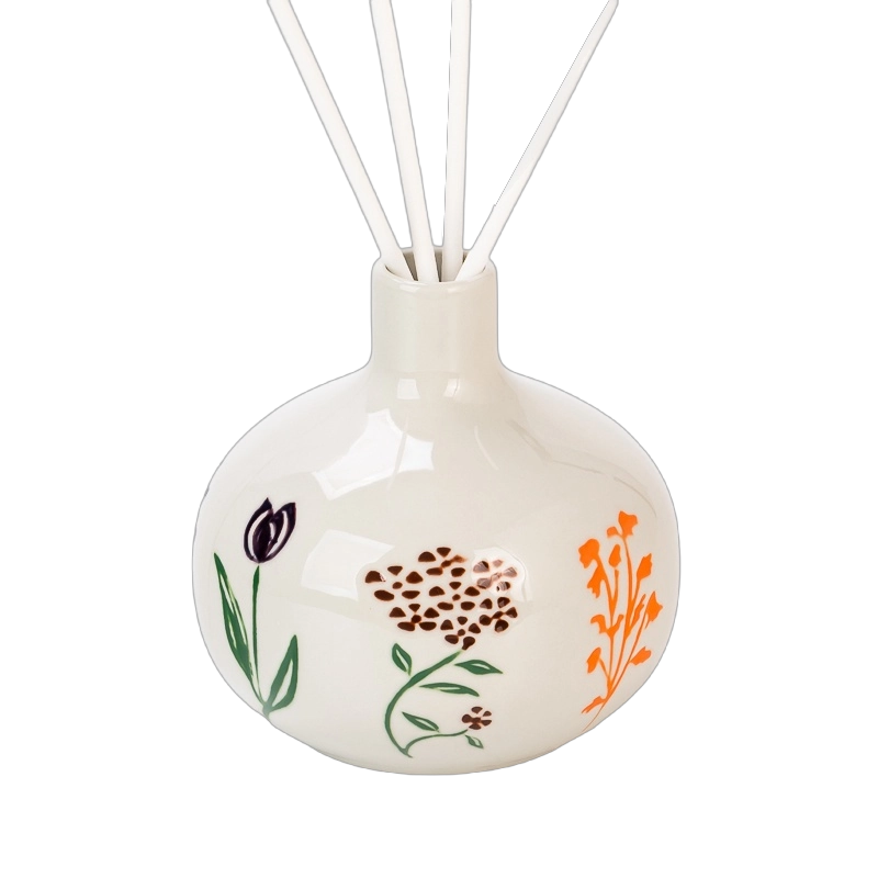 Bottiglie con diffusore a lamella in ceramica floreale dipinta a mano di nuovo design