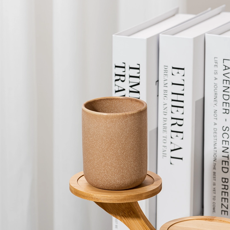 Wholesale Custom Premium Tan Speckled Glaze Ceramic Candle Jar