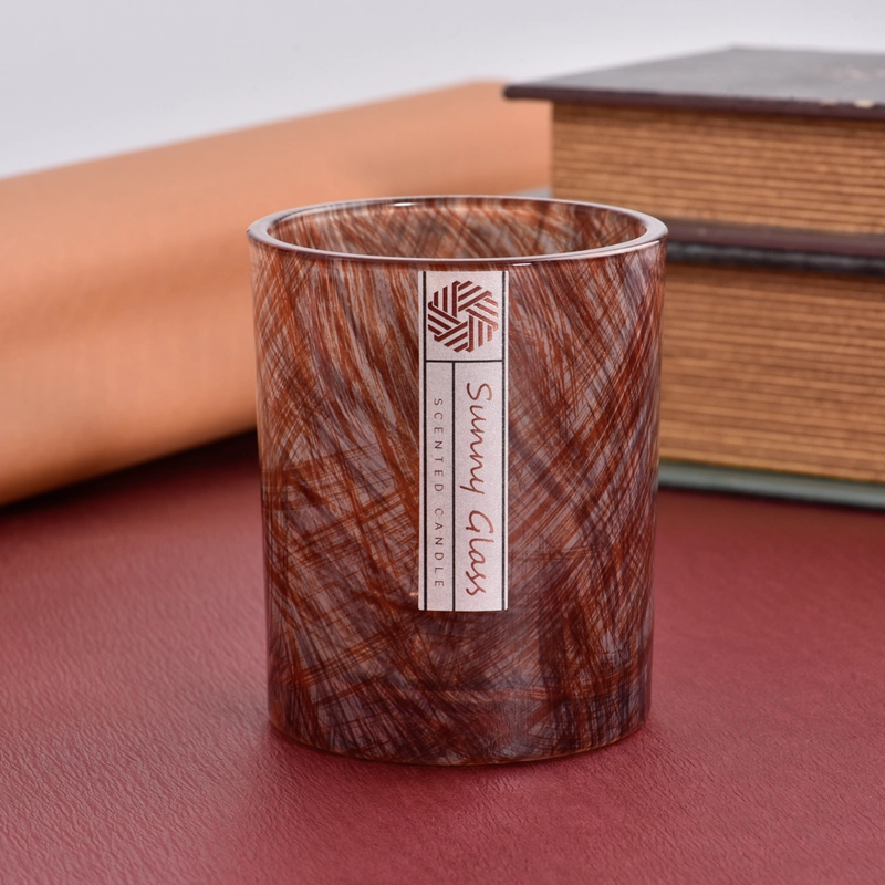 Pots de bougie en verre de marbre de cuivre en gros pour la décoration intérieure