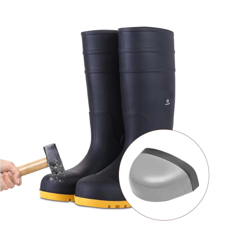 China 801GB Green steel toe anti puncture pvc safety rain boots for construction manufacturer