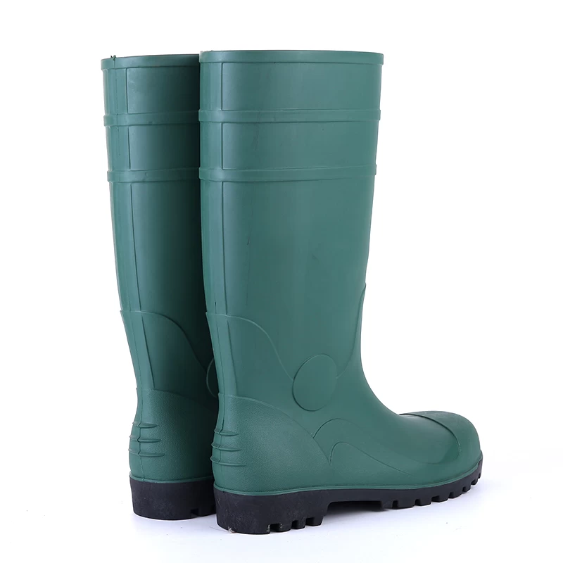 China 801GB Green steel toe anti puncture pvc safety rain boots for construction manufacturer