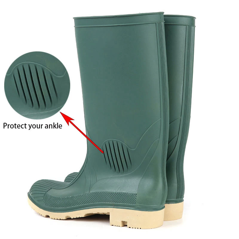 China 804 Anti slip non safety green agriculture pvc rain boots for work manufacturer