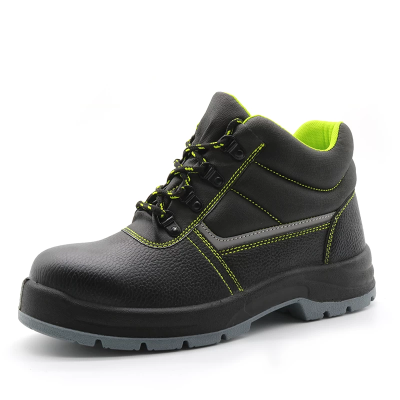 China TM052 couro preto antiderrapante sola pu anti punção preço barato sapatos de segurança biqueira de aço fabricante
