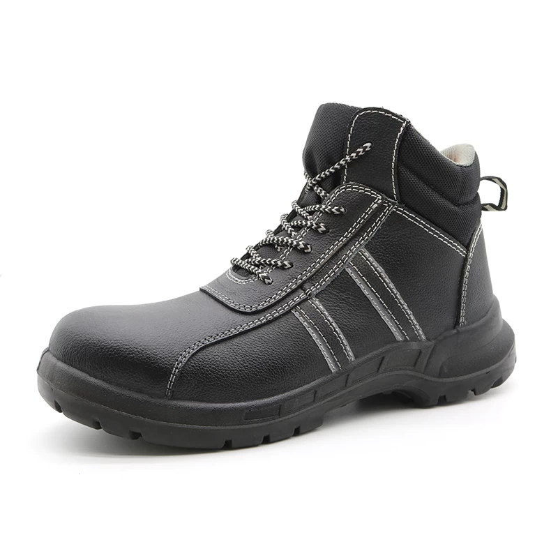 China TM2025 Slip oil resistant men' s black leather anti puncture safety shoes mid cut steel toe manufacturer