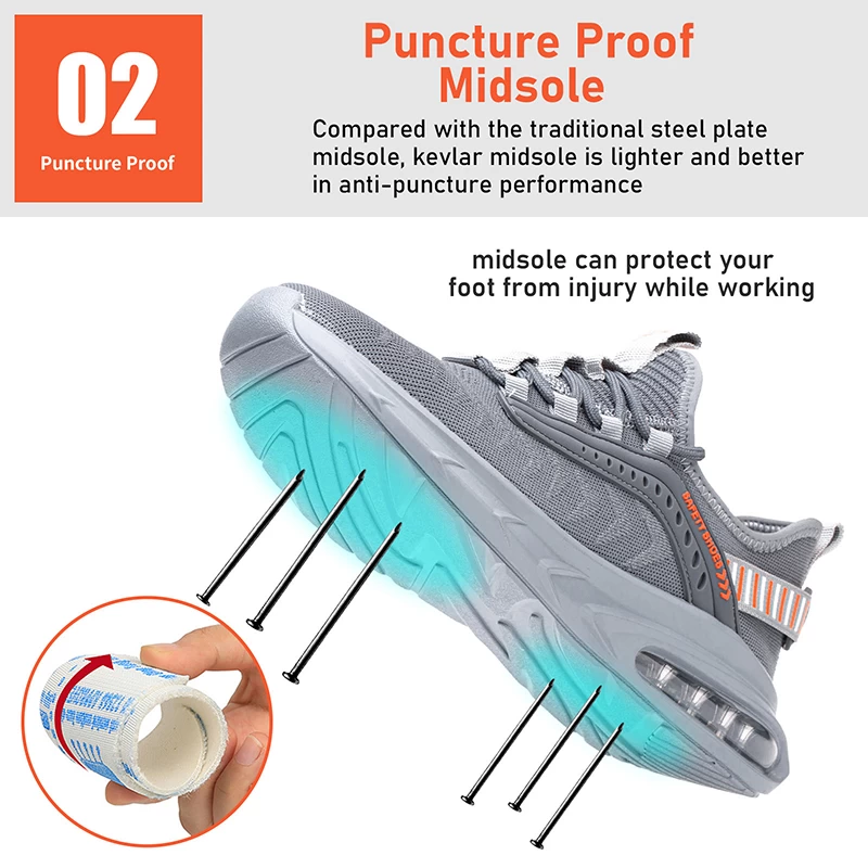 China 758 Shock absorption anti puncture grey sport safety work shoes with steel toe manufacturer