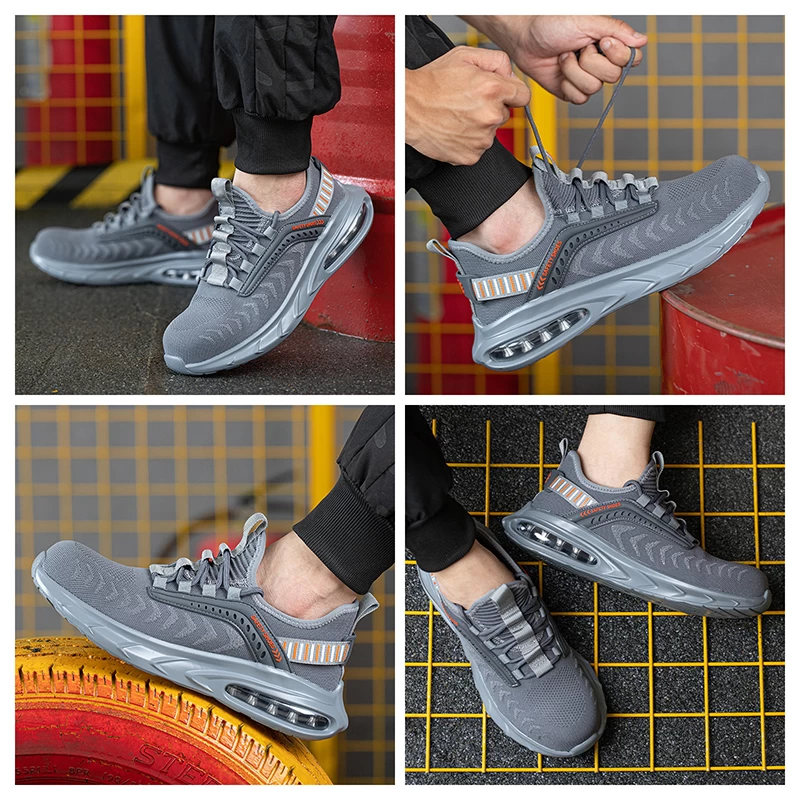 China 758 Shock absorption anti puncture grey sport safety work shoes with steel toe manufacturer