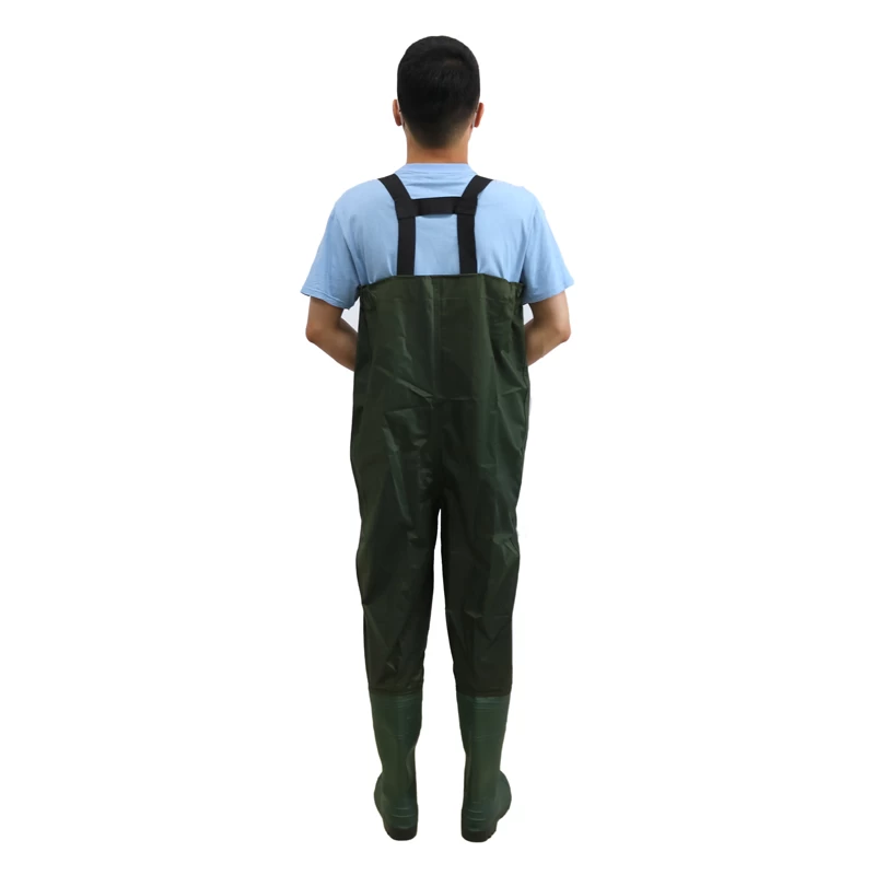 China CW001 Custom logo anti slip waterproof adults polyester fishing waders with pvc boots manufacturer