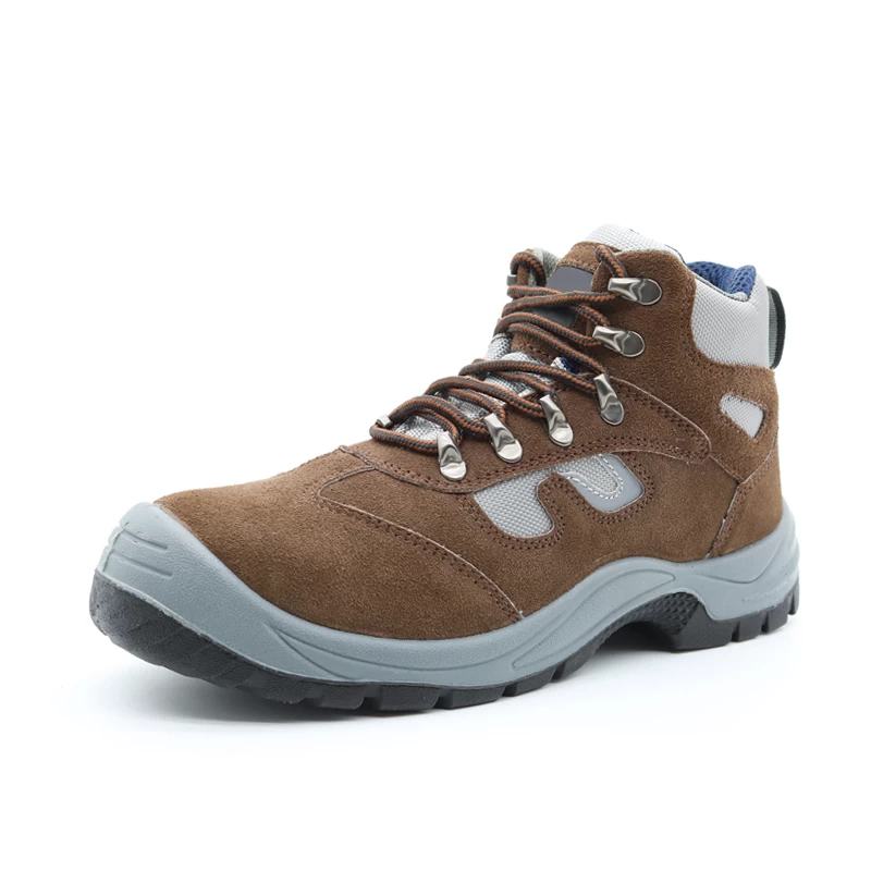 China TM209 Oil slip resistant prevent puncture dark brown sport safety shoes mid cut steel toe manufacturer