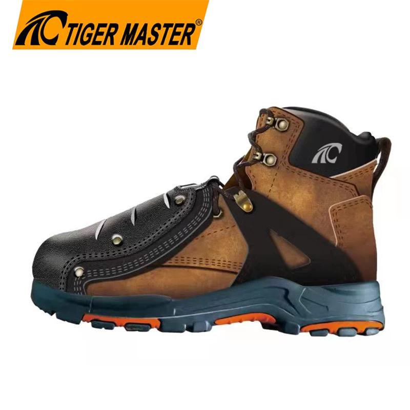 China TM301 Brown nubuck leather rubber sole composite toe anti puncture oil industry safety boots manufacturer