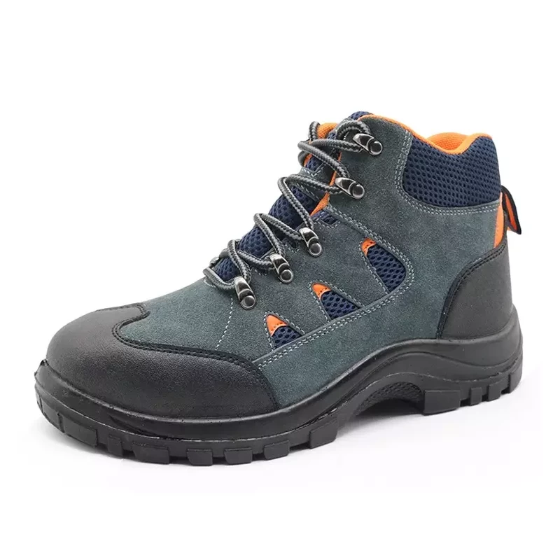 China TM2009 Anti slip oil resistant pu sole steel toe cheap blue cow suede leather safety shoes work manufacturer