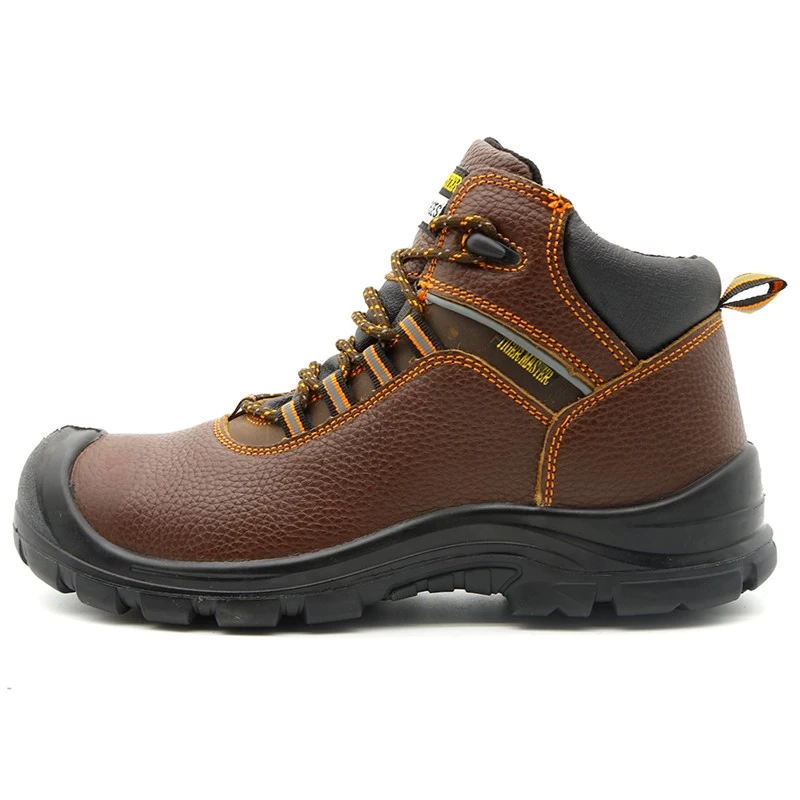 China TM136 Brown genuine leather anti slip pu sole steel toe prevent puncture mining safety boots for men manufacturer