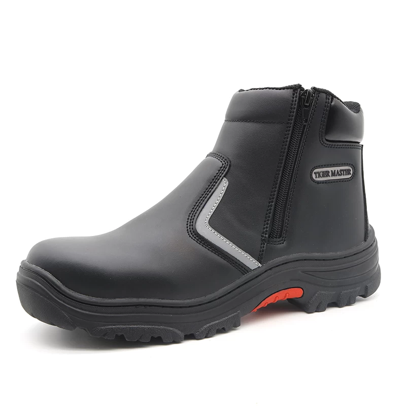 China TM138 Heat resistance rubber sole composite toe prevent puncture no laces safety shoes with zippers manufacturer