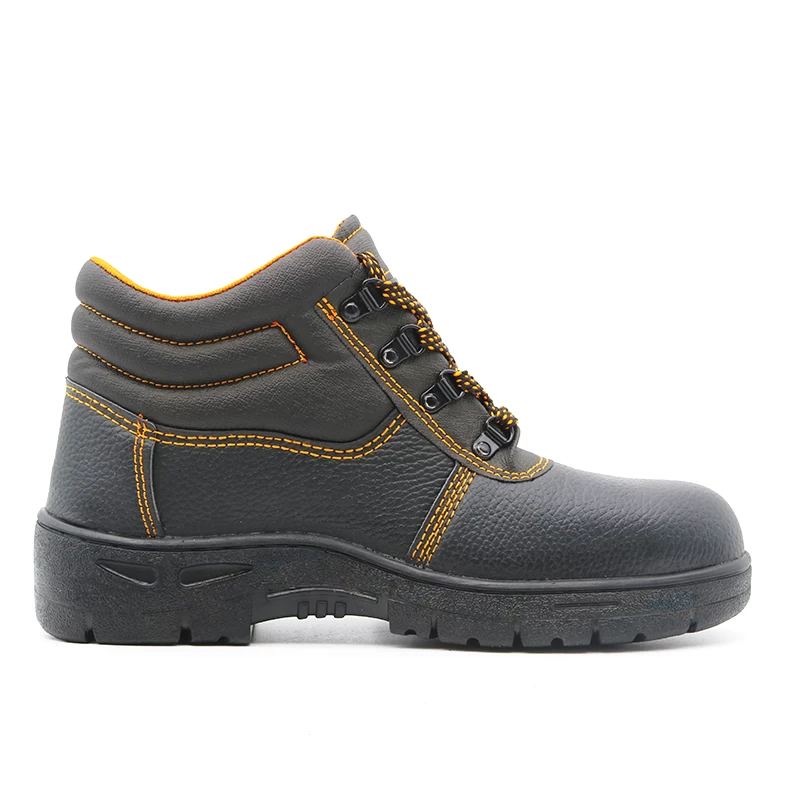 China RB1020 Black PU upper rubber sole iron toe prevent puncture men cheap safety shoes for construction manufacturer