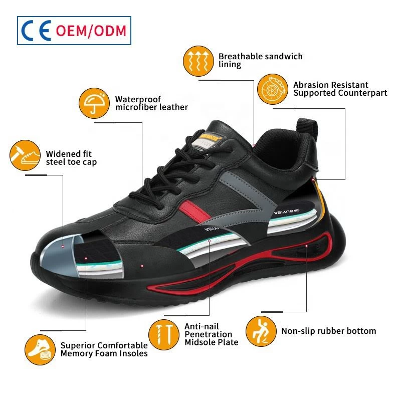 China TM261 anti slip microfiber leather steel toe prevent puncture waterproof men sneaker safety shoes work manufacturer
