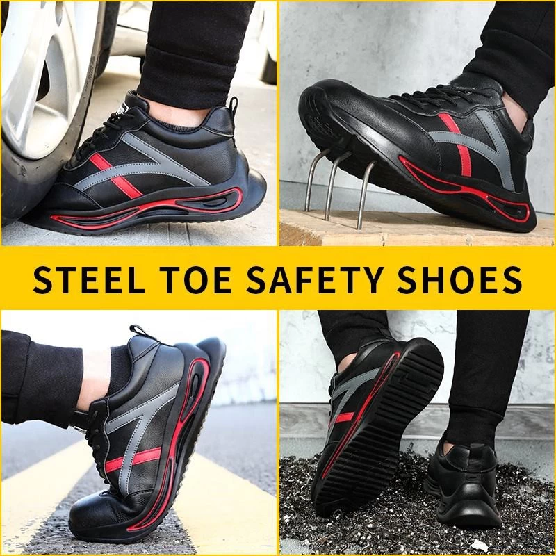 China TM261 anti slip microfiber leather steel toe prevent puncture waterproof men sneaker safety shoes work manufacturer