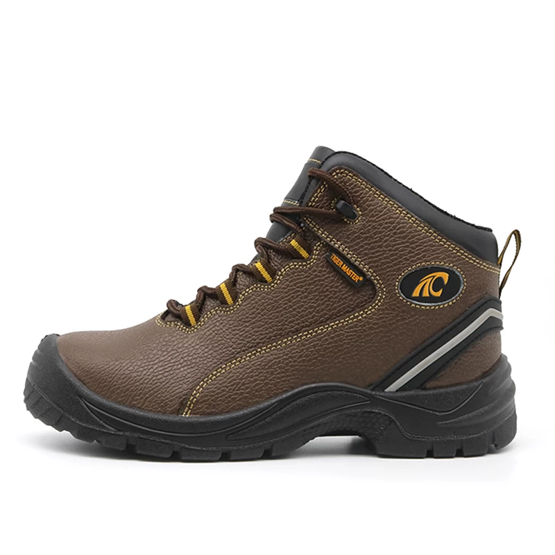 China TM016 Anti slip oil resistant pu sole puncture proof men brown leather safety shoes steel toe manufacturer