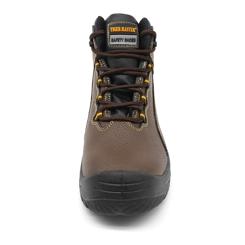China TM016 Anti slip oil resistant pu sole puncture proof men brown leather safety shoes steel toe manufacturer