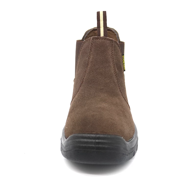 China TM033 Brown cow suede leather anti slip pu sole men non safety shoes without laces manufacturer